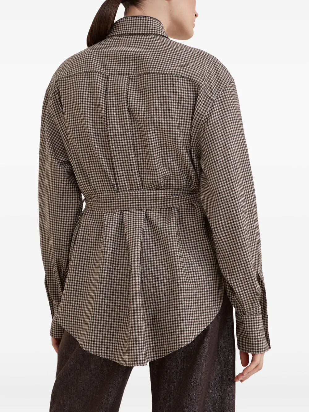 Brunello Cucinelli Geruit blouse Bruin