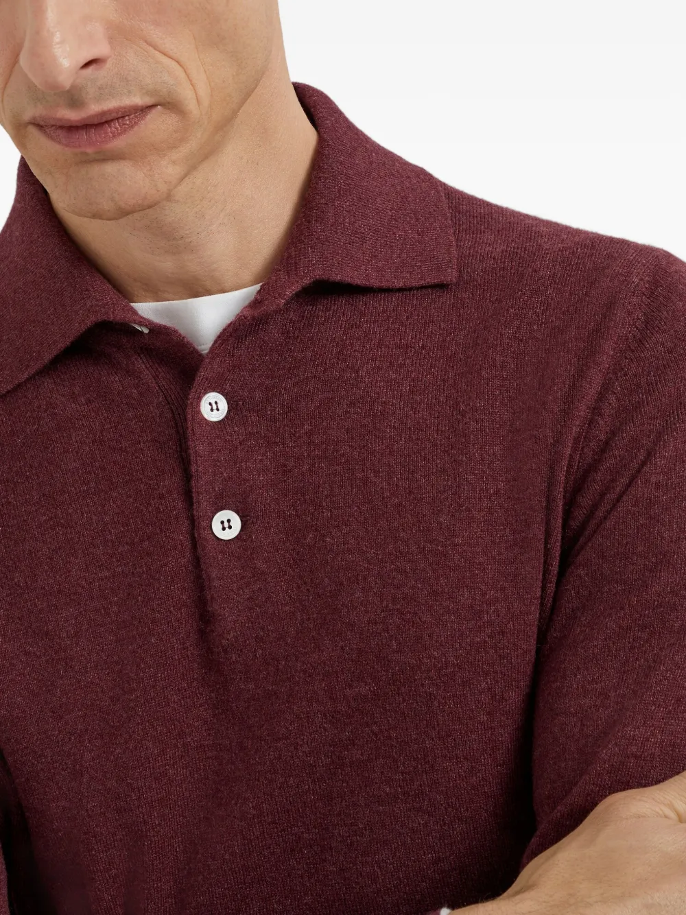 Brunello Cucinelli Gebreid poloshirt Rood