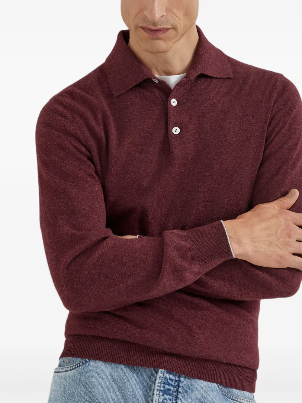 Brunello Cucinelli Gebreid poloshirt Rood