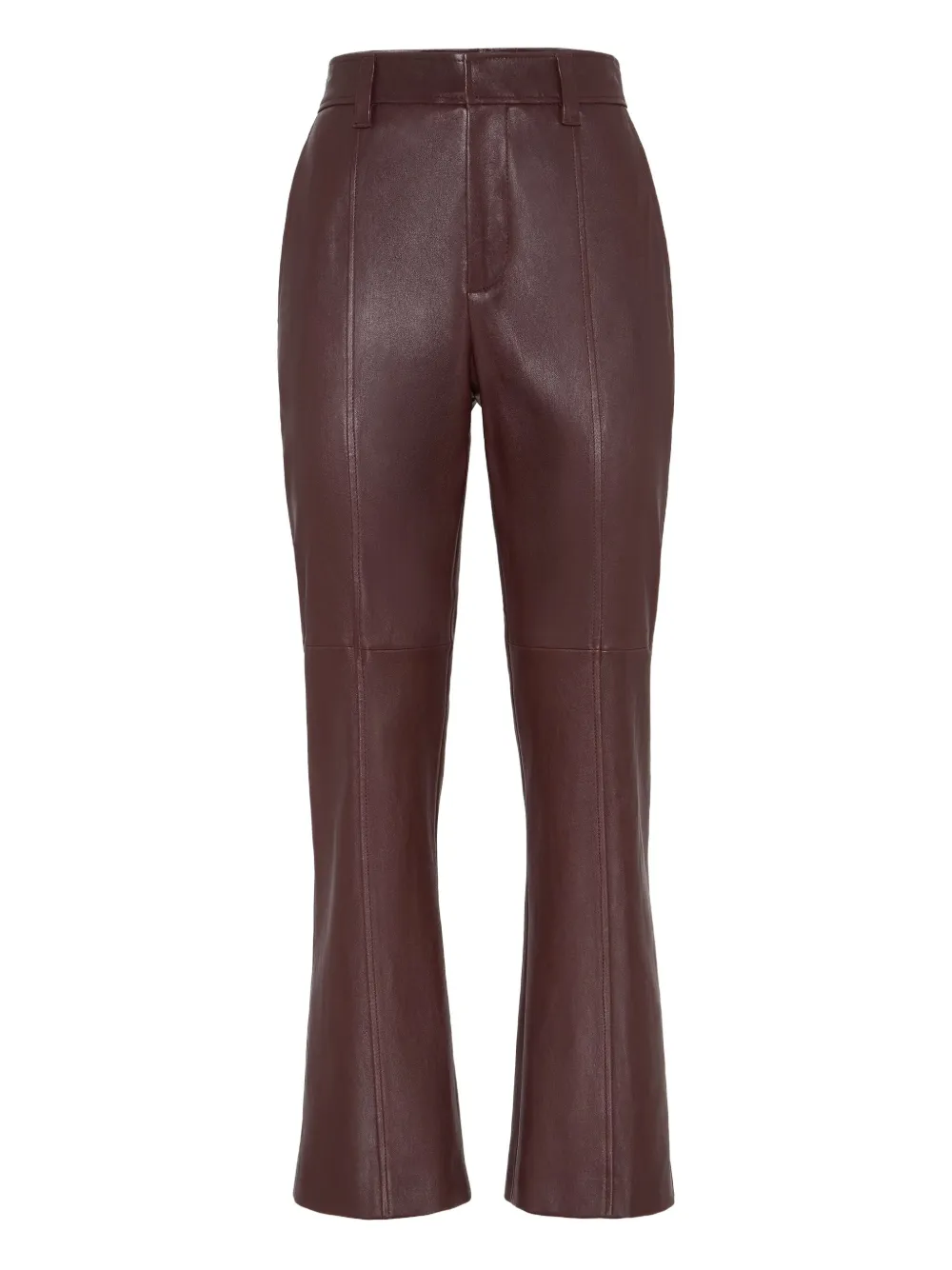 Brunello Cucinelli Leren flared broek Bruin