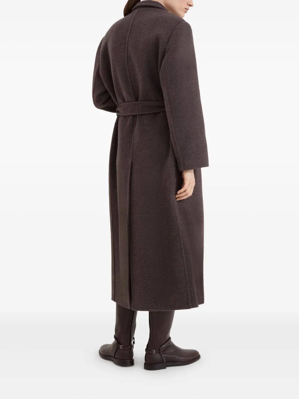 Brunello Cucinelli Jas met ceintuur en dubbele rij knopen Bruin