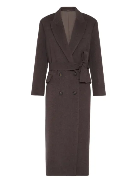 Brunello Cucinelli معطف بصفي أزرار وحزام