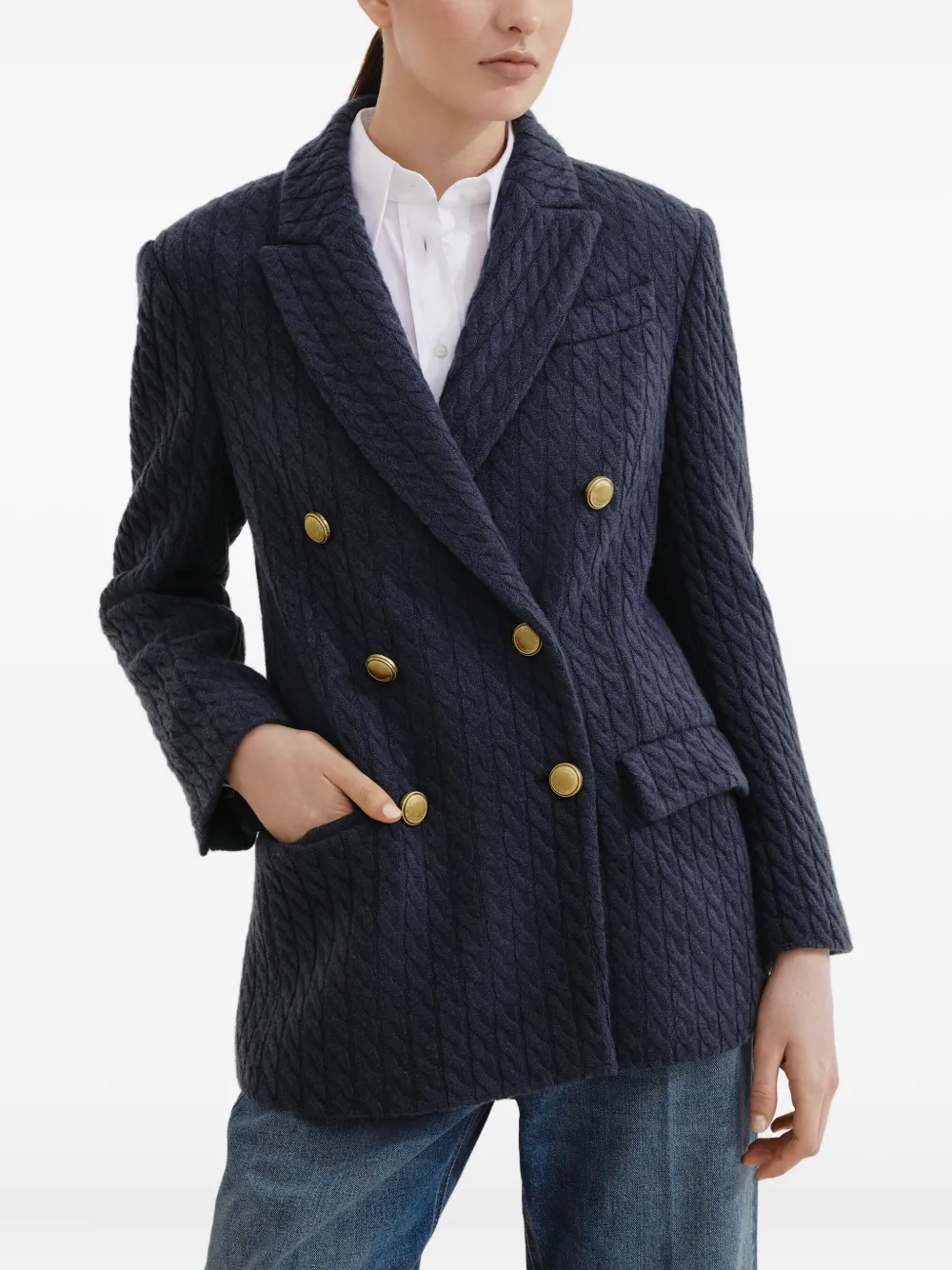 Brunello Cucinelli Blazer met dubbele rij knopen Blauw