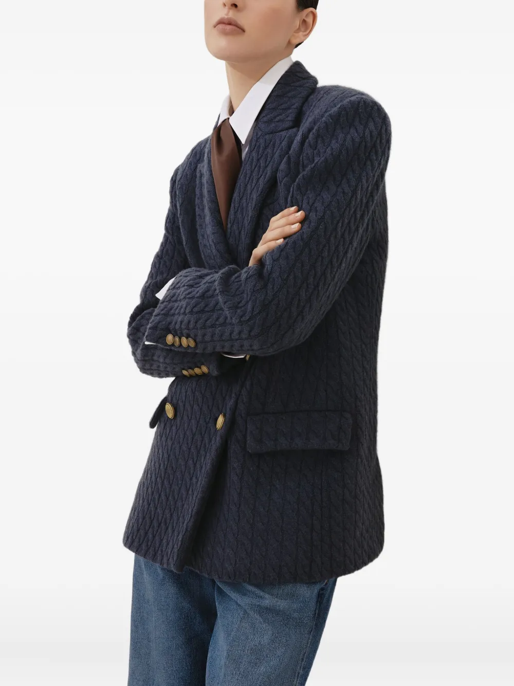 Brunello Cucinelli Blazer met dubbele rij knopen Blauw