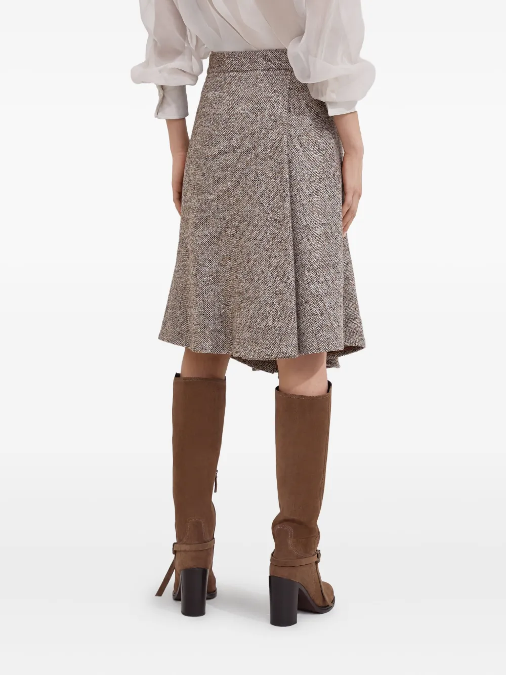 Brunello Cucinelli Plooirok met ceintuur Bruin