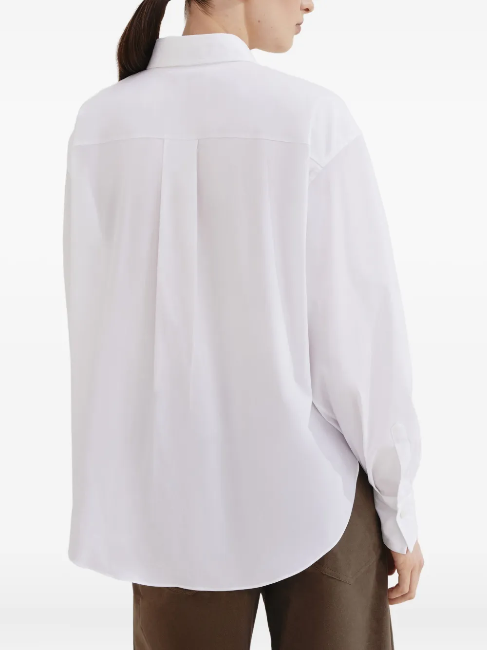 Brunello Cucinelli Popeline blouse met lange mouwen Wit