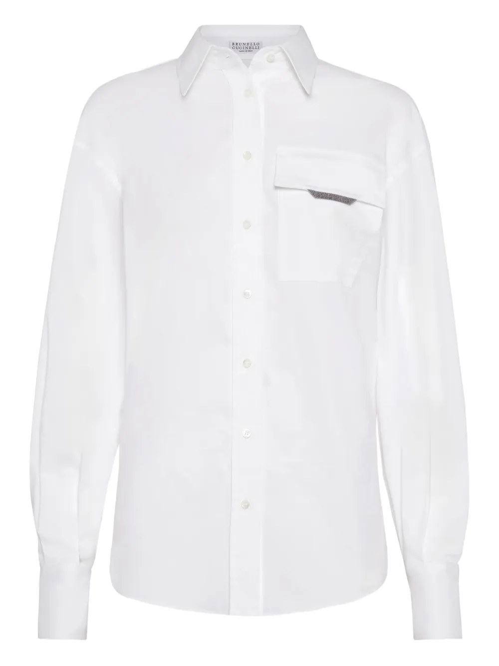 Brunello Cucinelli Popeline blouse met lange mouwen Wit