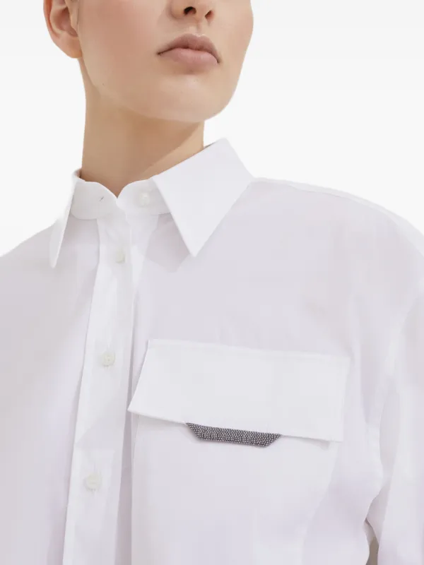 Brunello Cucinelli long-sleeved Poplin Shirt | White | FARFETCH SG