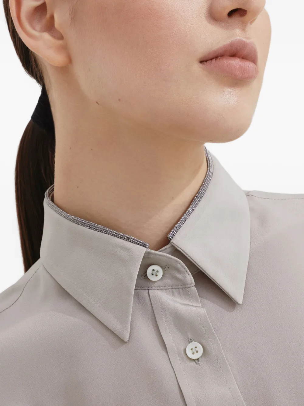 Brunello Cucinelli Crêpe de chine blouse Beige