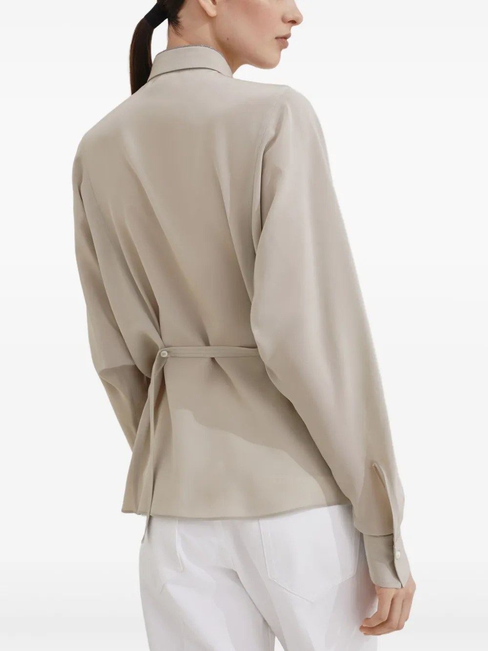 Brunello Cucinelli Crêpe de chine blouse Beige