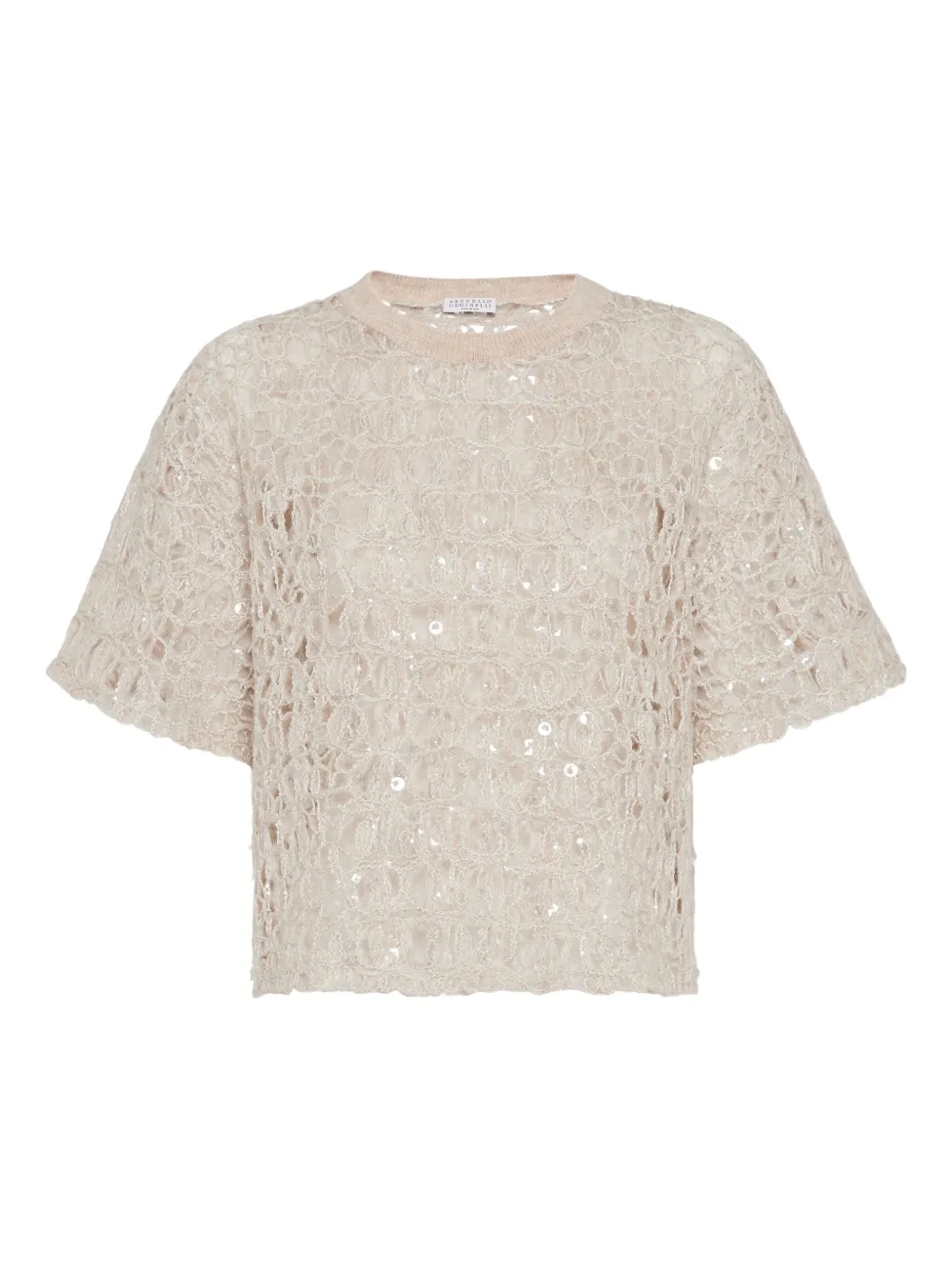 Brunello Cucinelli Sequin-embellished T-shirt In Neutral