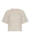 Brunello Cucinelli sequin-embellished T-shirt - Neutrals