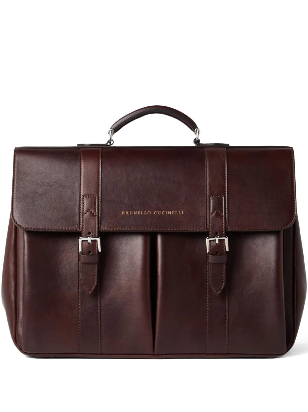 Brunello Cucinelli double-buckle leather briefcase | Red | Image 1