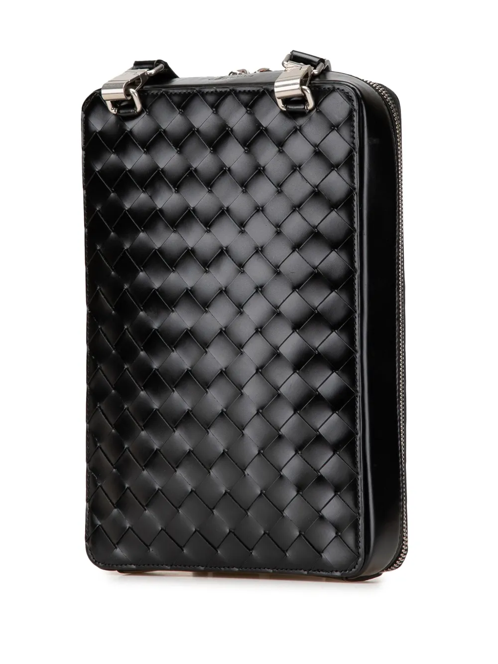 Pre-owned Bottega Veneta 2012-2024 Nappa Intrecciato Zip Around Crossbody Bag