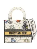 Christian Dior Pre-Owned 2011-2024 Medium Embroidered Canvas Pixel Zodiac Lady D Lite satchel - White