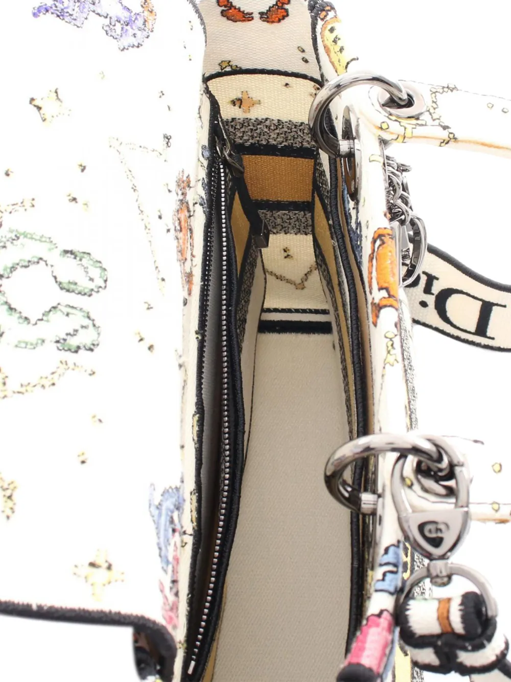 Pre-owned Dior 2011-2024 Medium Embroidered Canvas Pixel Zodiac Lady D Lite Satchel