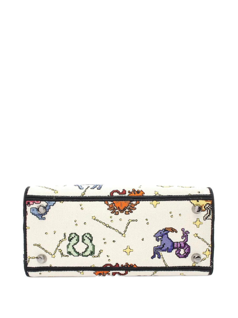 Pre-owned Dior 2011-2024 Medium Embroidered Canvas Pixel Zodiac Lady D Lite Satchel