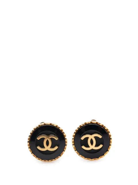 CHANEL Pre-Owned 1995 Resin CC Button Clip On Earrings costume earrings