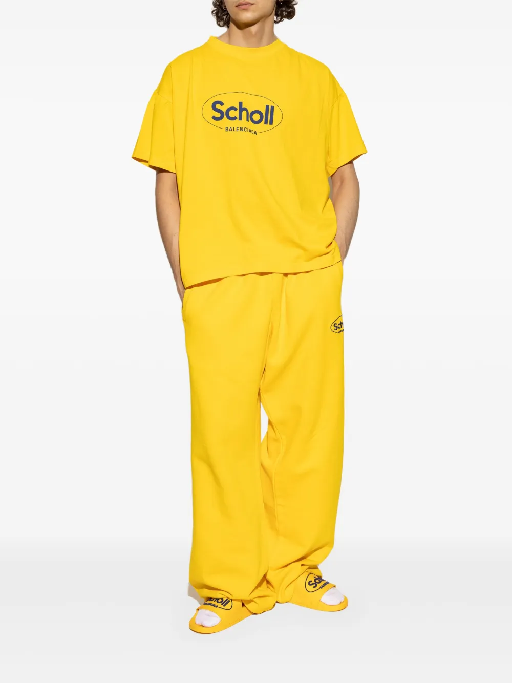 Balenciaga x Scholl slippers met logo-reliëf Geel