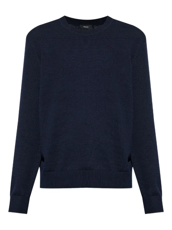Theory Textured Crew-neck Jumper in XHX NAVY