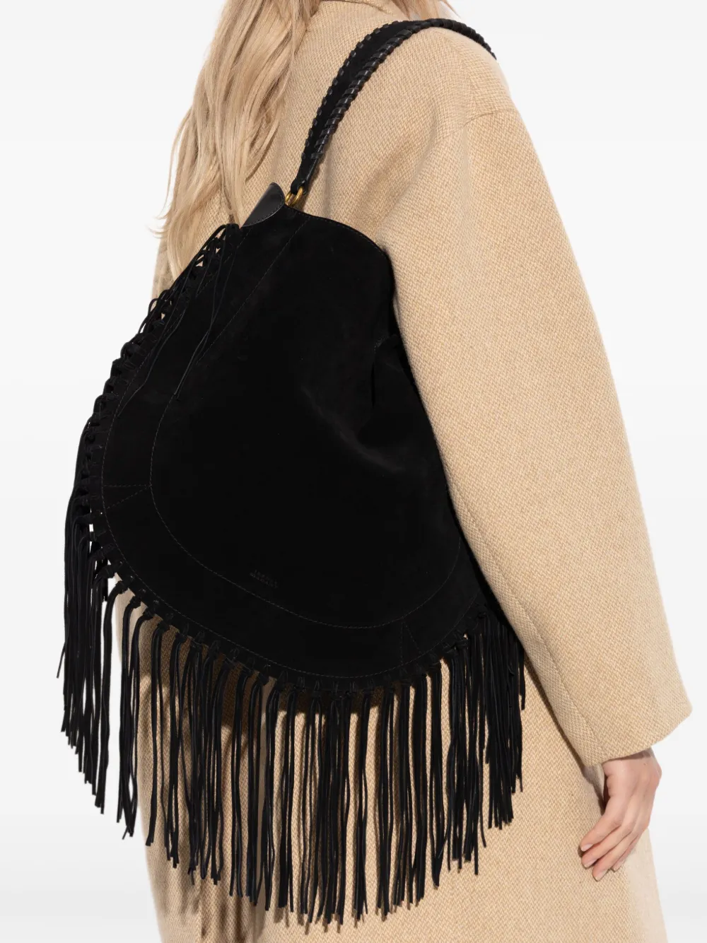 ISABEL MARANT Schoudertas met franje - Zwart