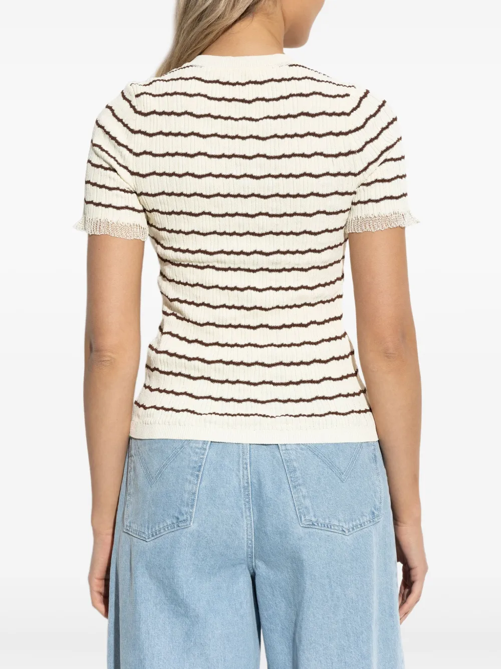 rag & bone Gestreepte geribbelde top Beige