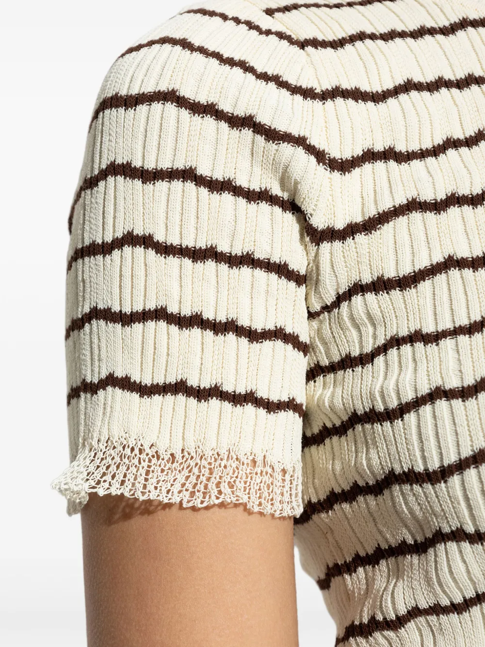 rag & bone Gestreepte geribbelde top Beige