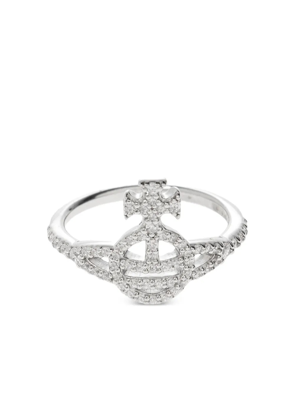 Vivienne Westwood Calliope crystal-embellished logo ring - Argento