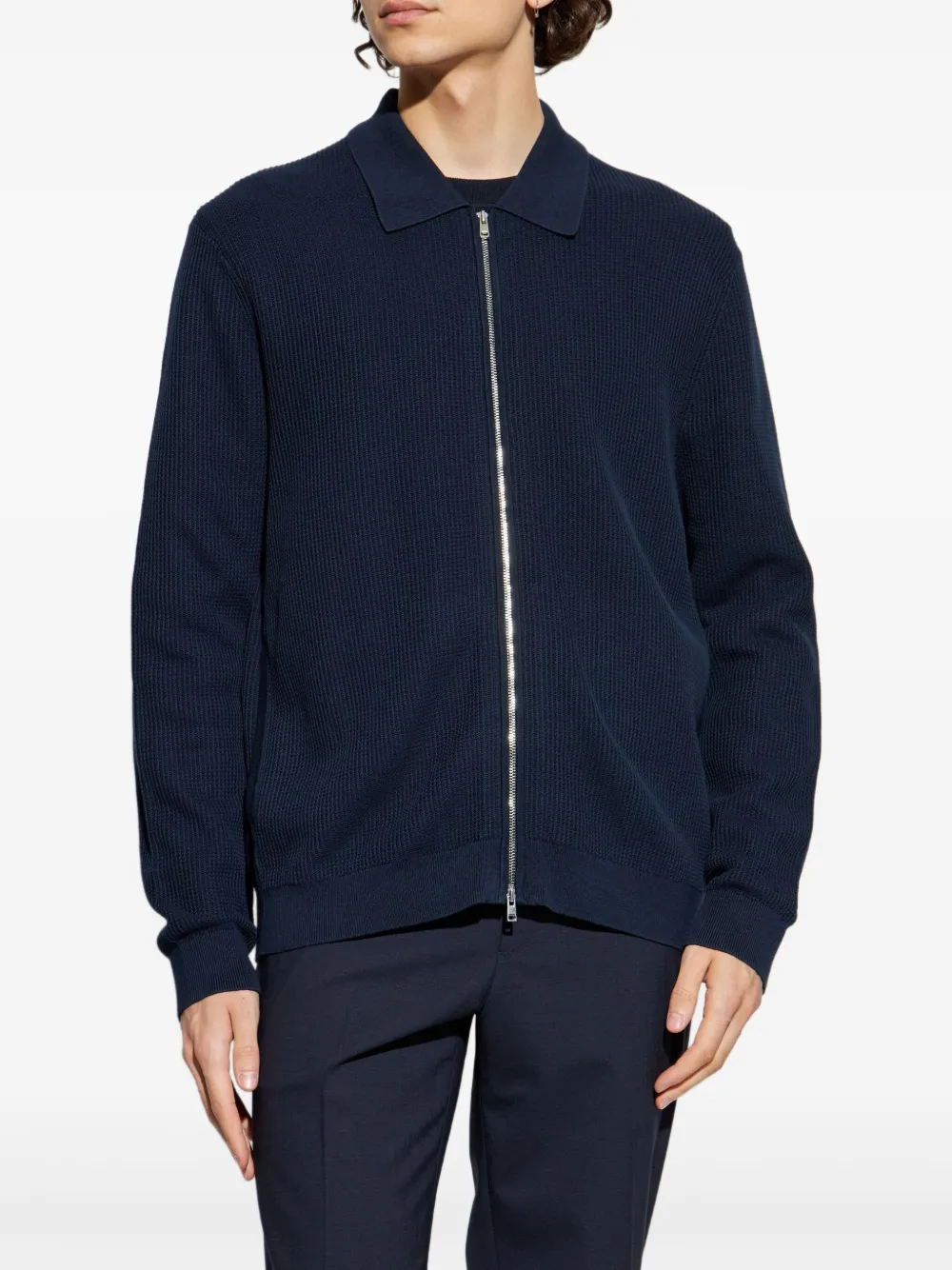 Theory Geribbeld vest met rits Blauw