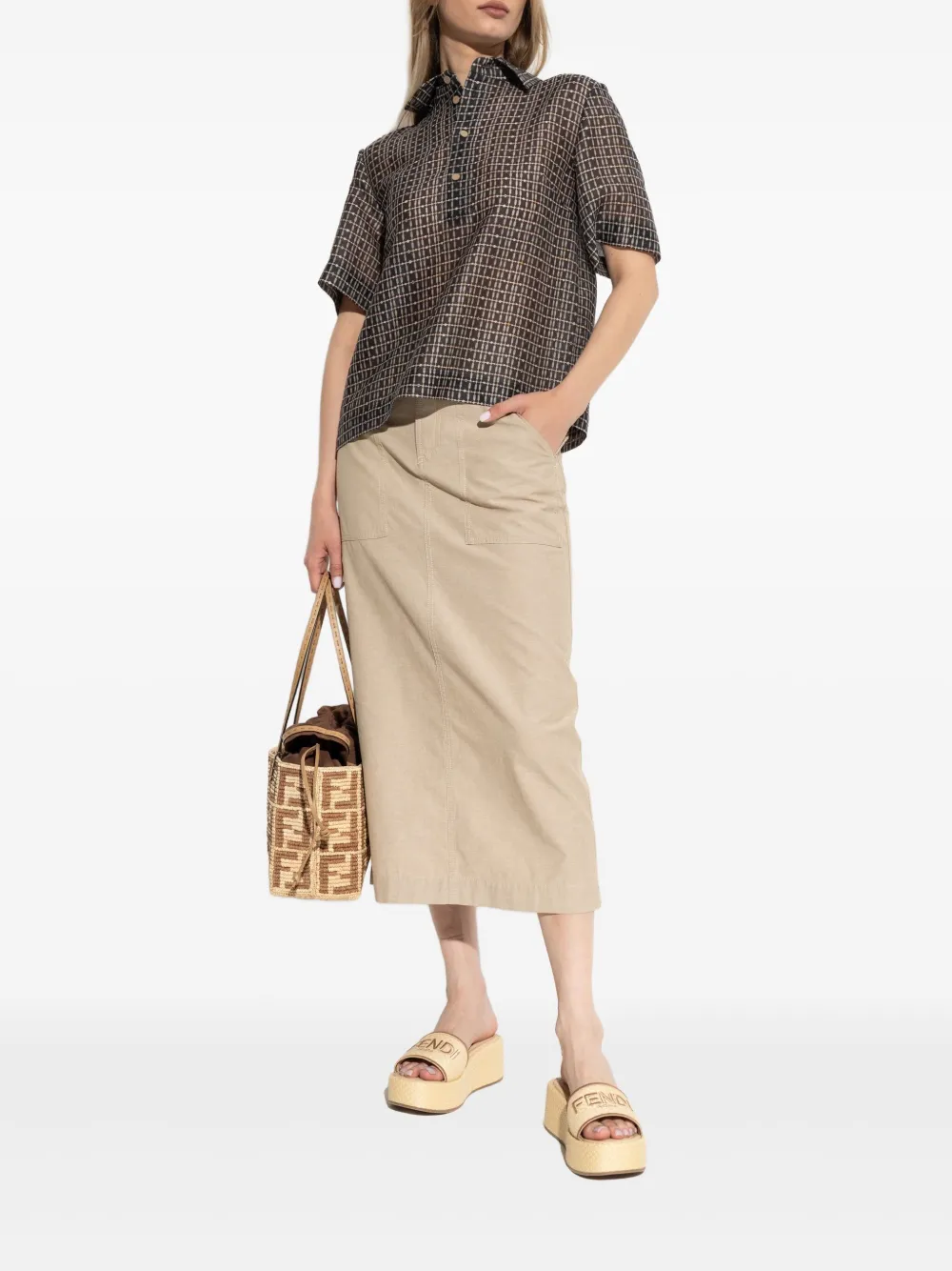 FENDI Katoenen midi-rok Beige