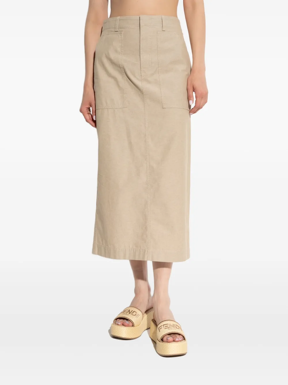 FENDI Katoenen midi-rok Beige