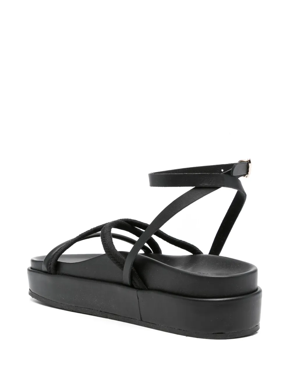Ancient Greek Sandals 30 mm sandalen met plateauzool en gekruiste bandjes Zwart