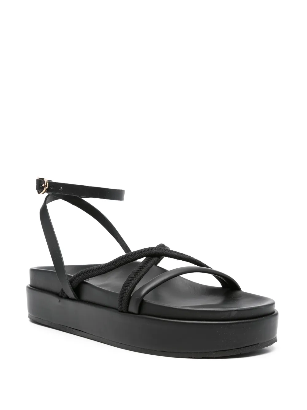 Ancient Greek Sandals 30 mm sandalen met plateauzool en gekruiste bandjes Zwart
