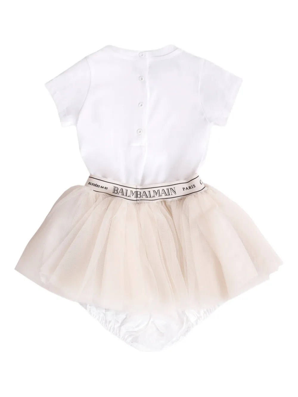 Balmain Kids tulle panelled dress - Wit