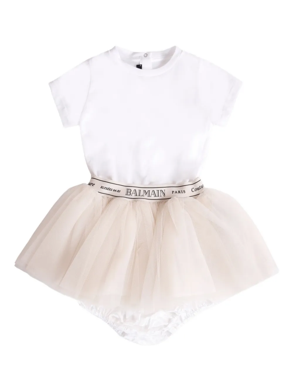 Balmain Kids チュールパネル ワンピース - ホワイト Balmain Kids チュールパネル ワンピース - ホワイト