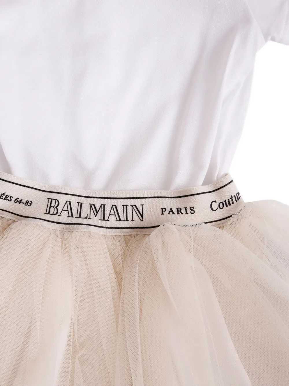 Balmain Kids Jurk met tulen vlakken Wit