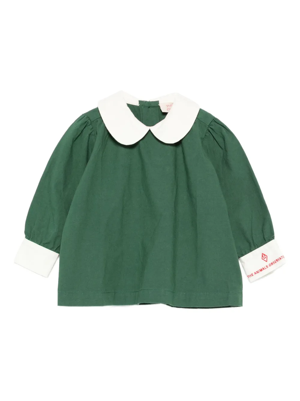 The Animals Observatory Peter-pan Collar Dress Set In Green