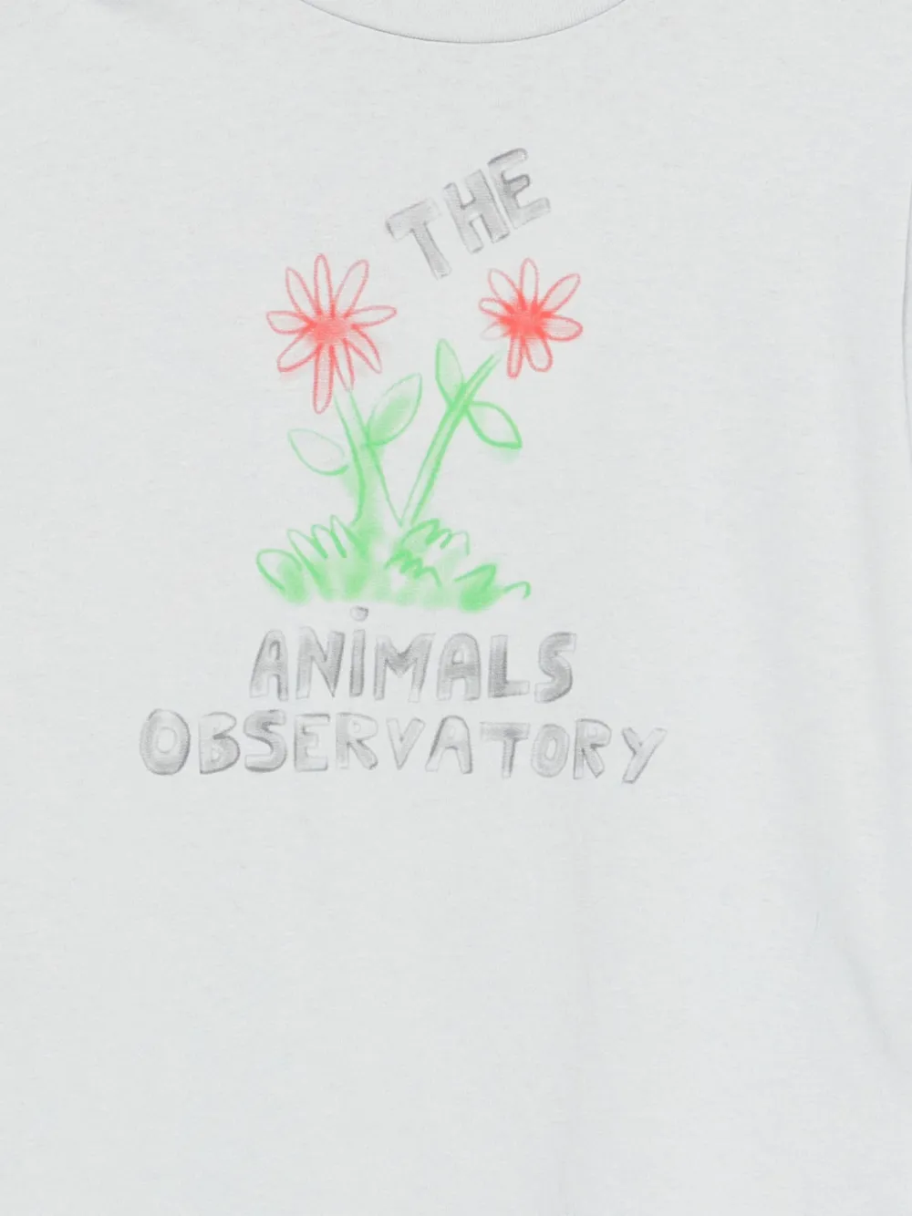 The Animals Observatory Dog Flower-print Long-sleeve T-shirt In White