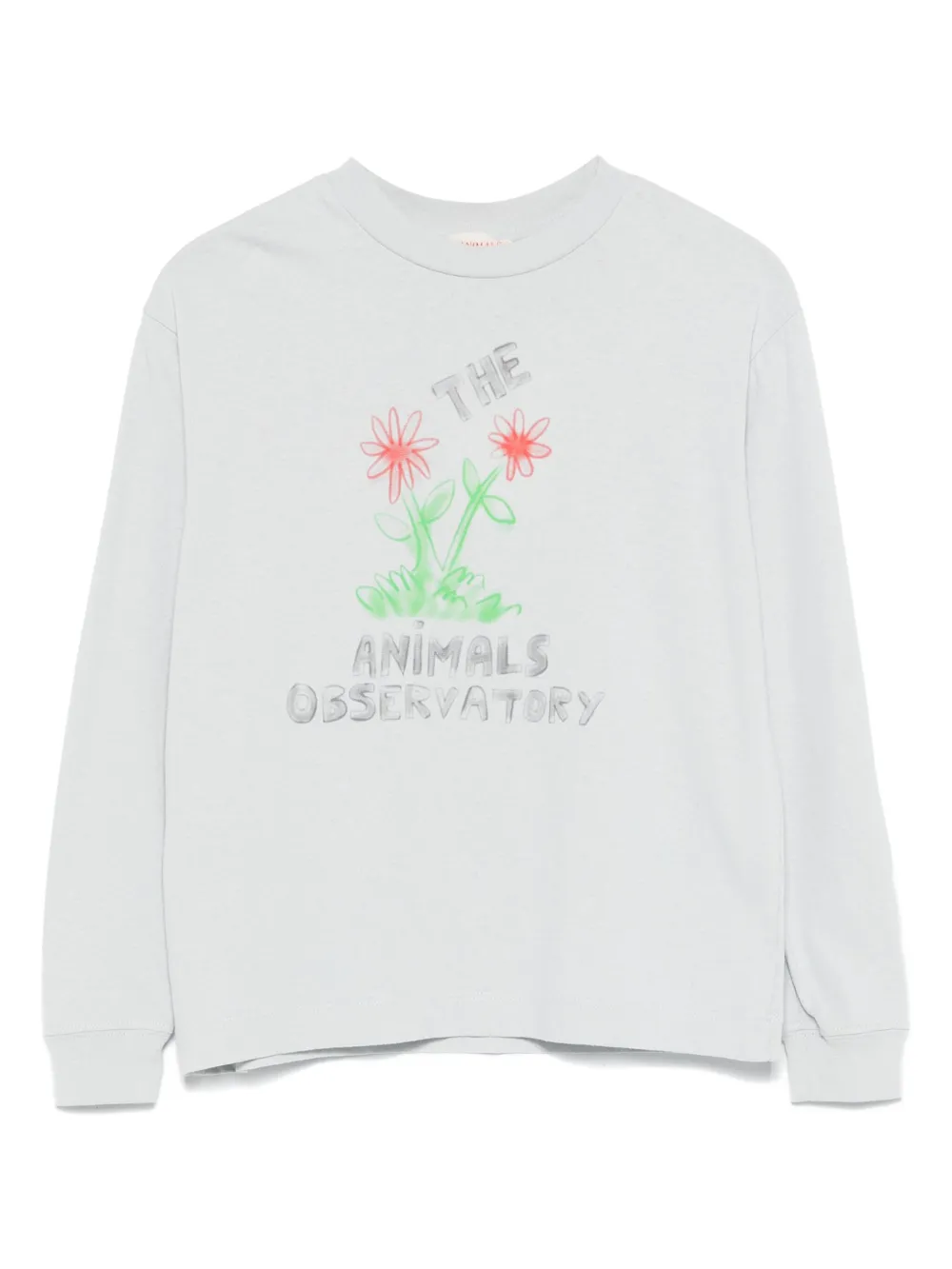 The Animals Observatory Dog flower-print long-sleeve T-shirt | Blue | Image 1