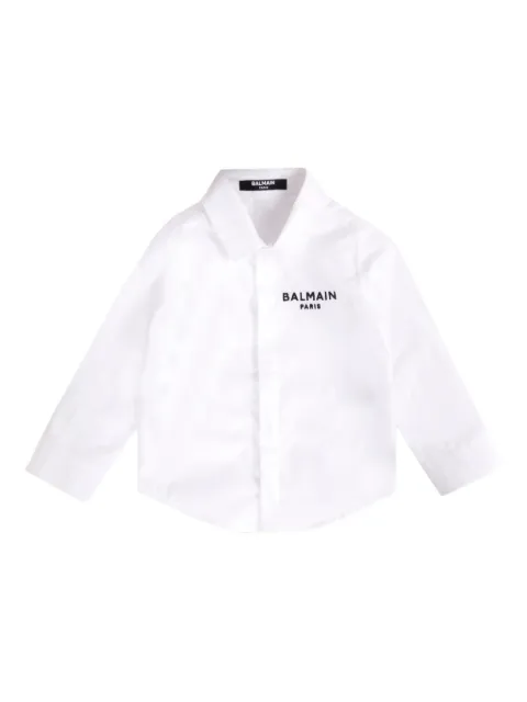 Balmain Kids قميص مطرز بشعار الماركة