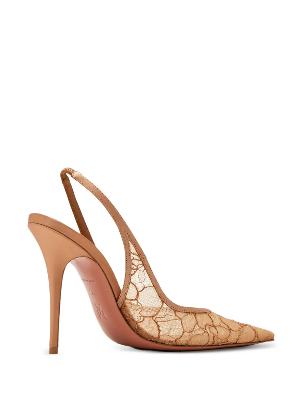 Amina Muaddi 105 mm Anok slingback pumps met kant Beige