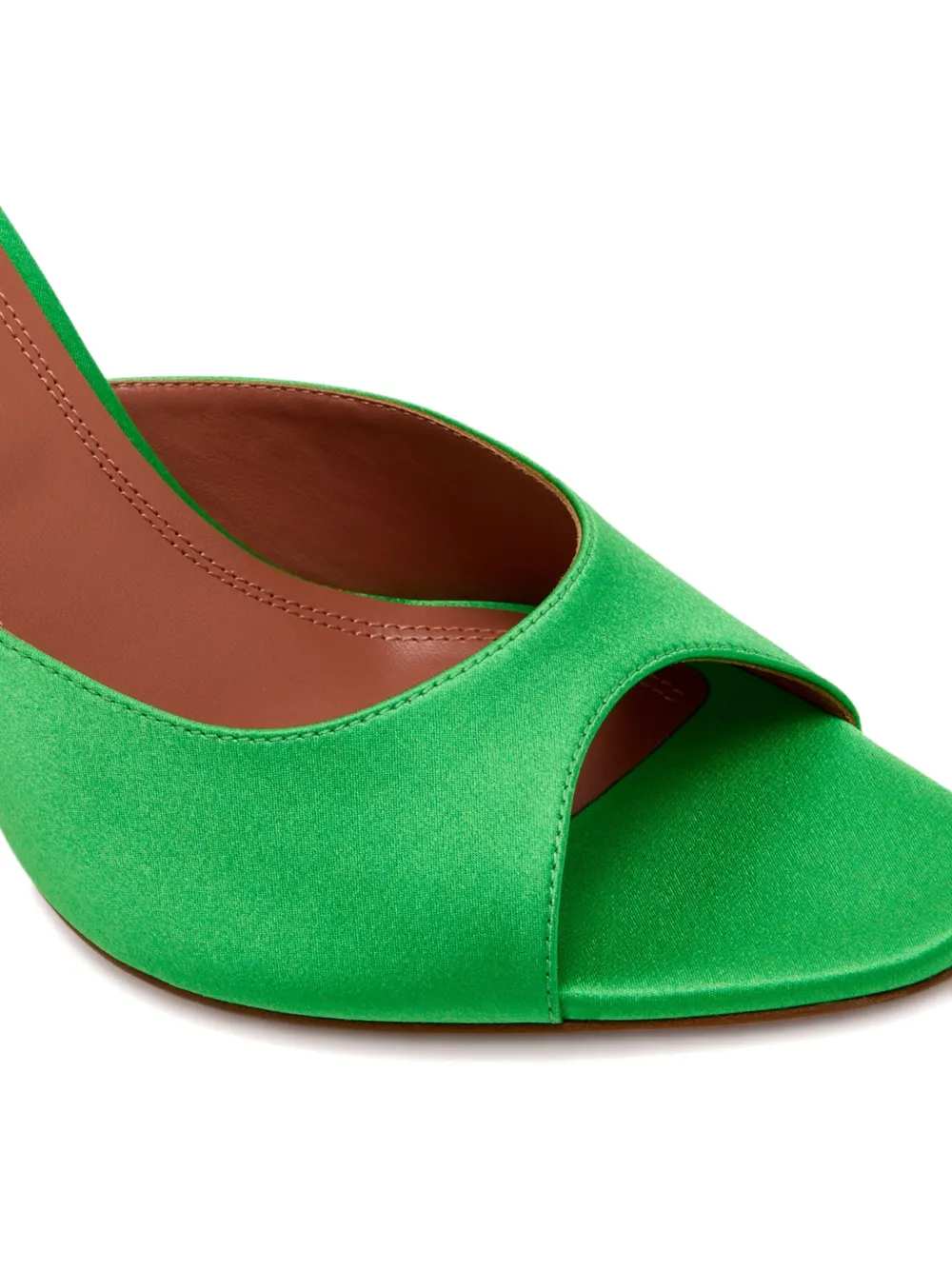 Amina Muaddi 95 mm satijnen sandalen Groen
