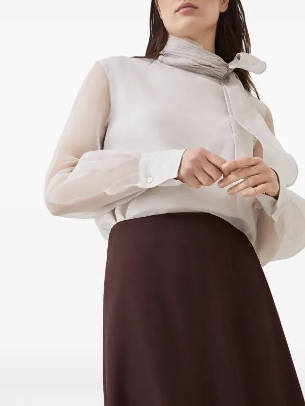 【送料&関税込】Brunello Cucinelli Red And White Midi Skirt Brunello Cucinelli A-line Midi Skirt | Red | FARFETCH