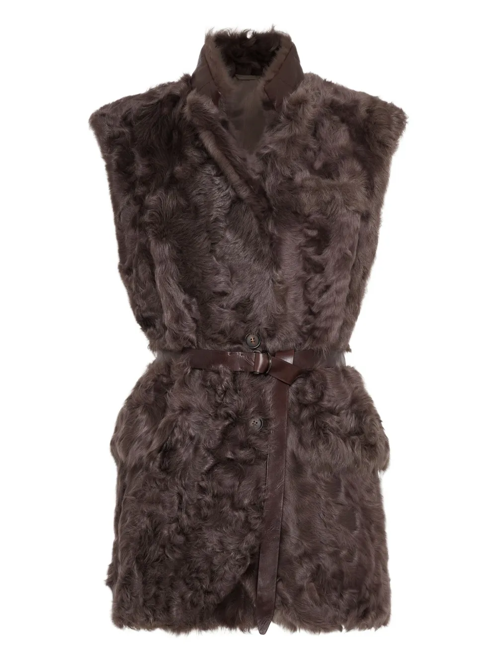Brunello Cucinelli Lammy top met ceintuur Bruin