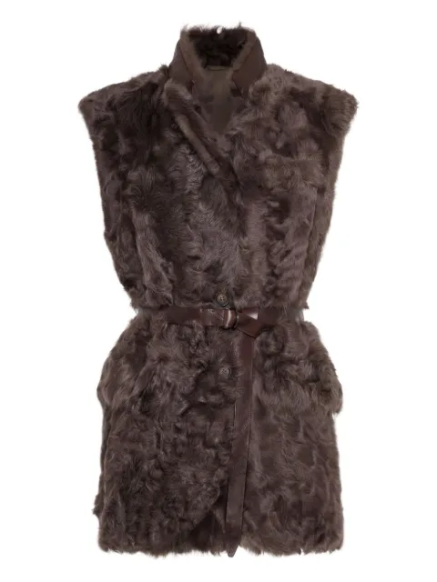 Brunello Cucinelli shearling belted vest