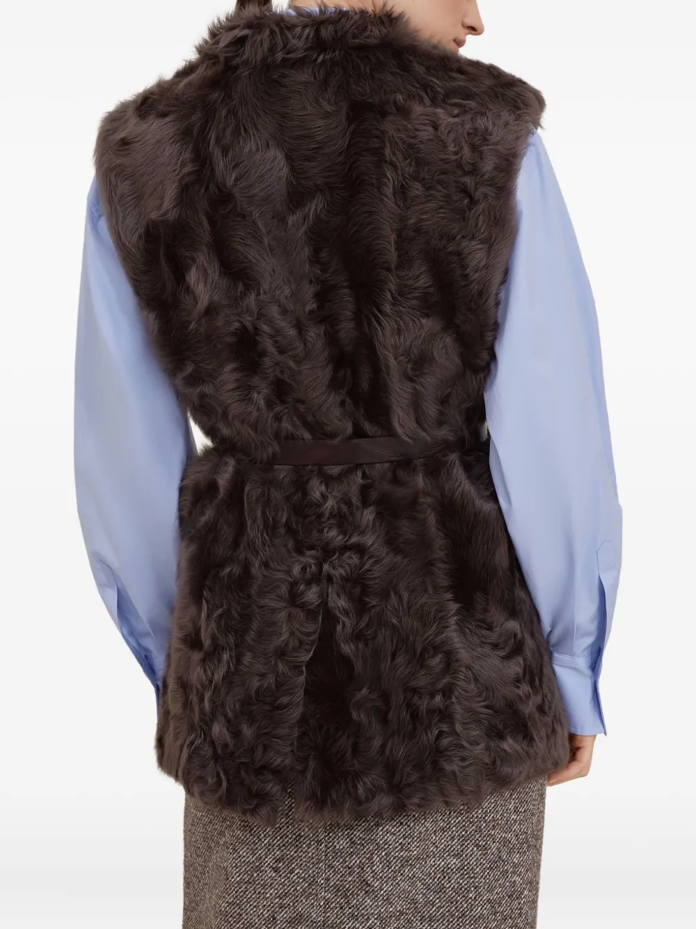Brunello Cucinelli Lammy top met ceintuur Bruin