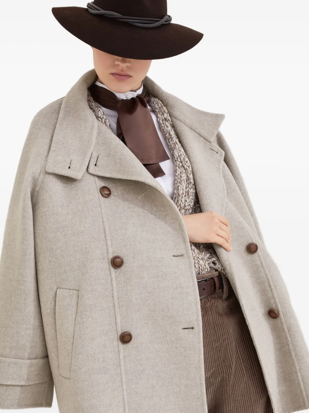 Brunello Cucinelli Jas met dubbele rij knopen Beige