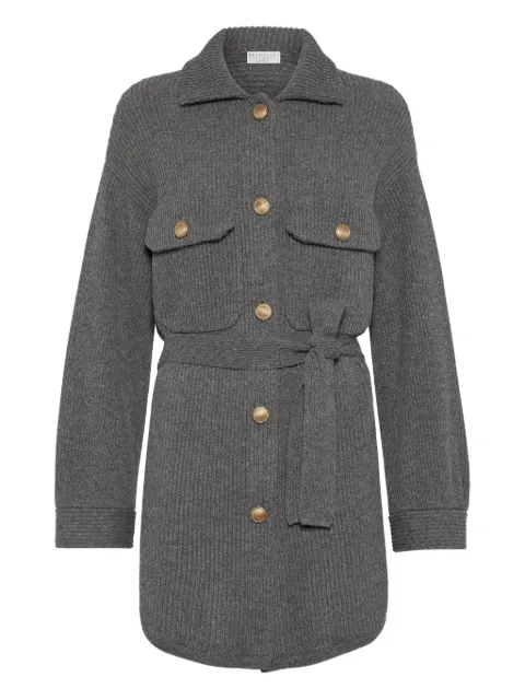 Brunello Cucinelli ribbed wool belted cardigan