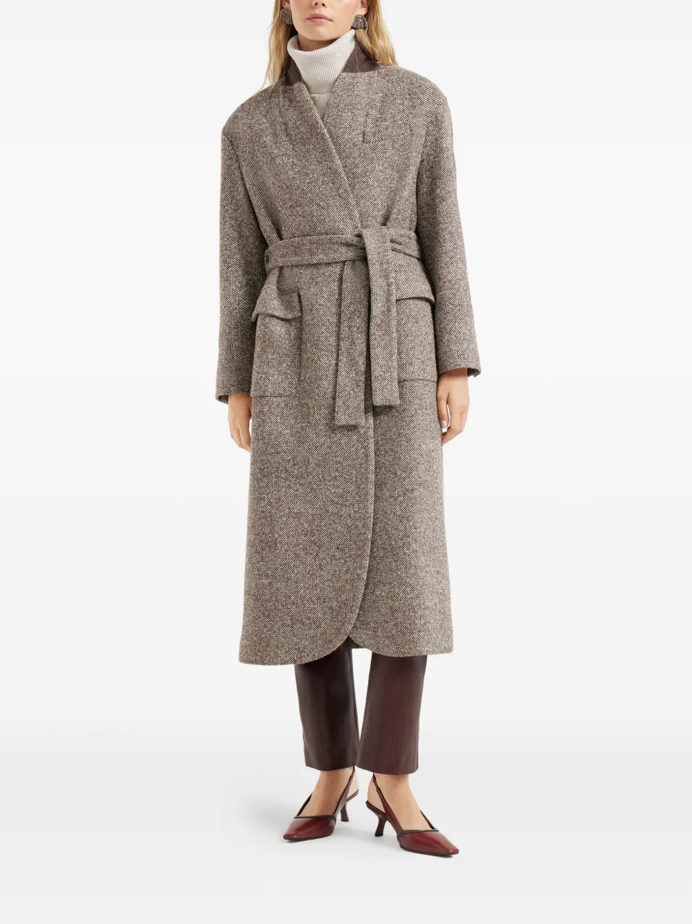 Brunello Cucinelli Jas met ceintuur Bruin