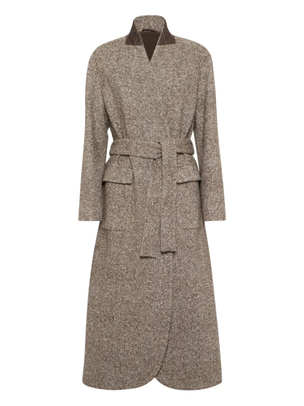 Brunello Cucinelli Belted Coat in Brown